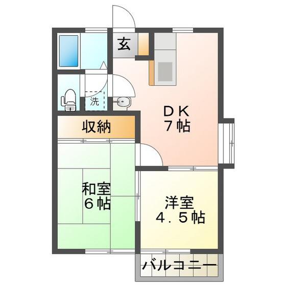 ハイツアーバンI(2DK/2階)の間取り写真