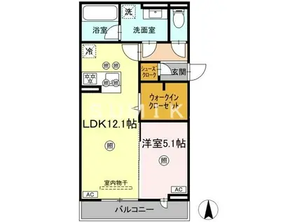 LUVERIA(1LDK/3階)の間取り写真