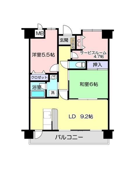 ウィスタリアオーク(2SLDK/5階)の間取り写真