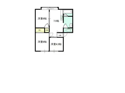 サンビレッジ四十万(3DK/2階)の間取り写真