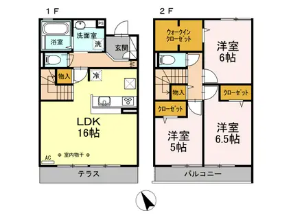 ル・リアン(3LDK/1階)の間取り写真