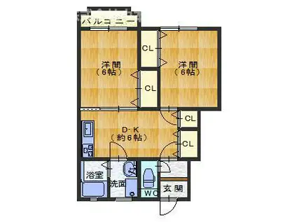 MIKI HOUSE VI(2DK/1階)の間取り写真