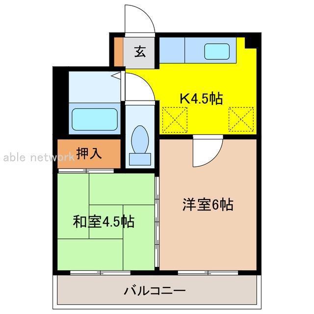 アベニュー藤見町(2K/2階)の間取り写真