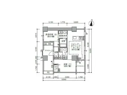 東雲キャナルコートCODAN(1SLDK/4階)の間取り写真
