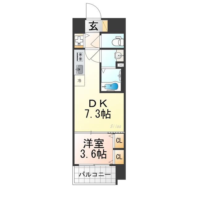 ベラジオレガシー葛野大路八条(1DK/4階)の間取り写真