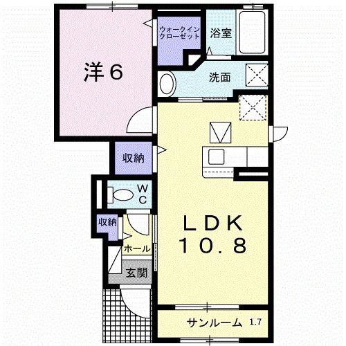 グランシャリオ プラス(1LDK/1階)の間取り写真