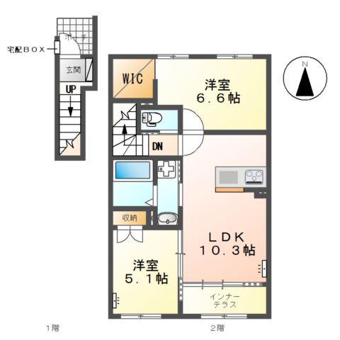 グリシナ(2LDK/2階)の間取り写真