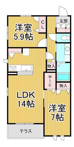 LE CIEL SHUKUGAWA(2LDK/1階)の間取り写真