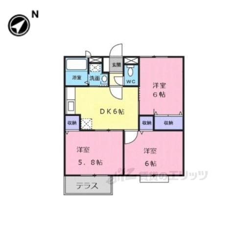 プレミール加茂A(3DK/1階)の間取り写真