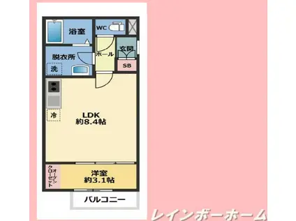 メゾン・ドゥ・アッシュ南柏(1LDK/3階)の間取り写真