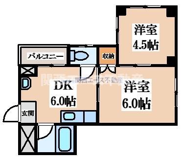 メゾンリヴィエール上野(2DK/2階)の間取り写真