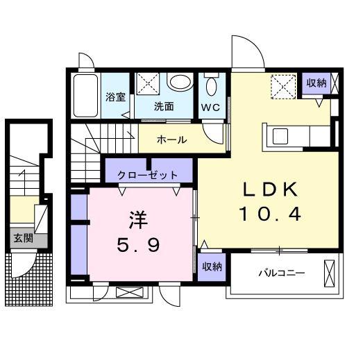 ハイム エルデ ケイ(1LDK/2階)の間取り写真