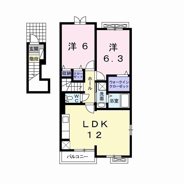 ボニート・アルカンシェルC(2LDK/2階)の間取り写真