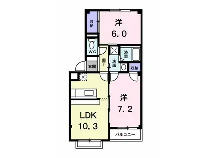 ノーヴァ21(2LDK/2階)の間取り写真