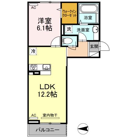 VIVACE(1LDK/3階)の間取り写真