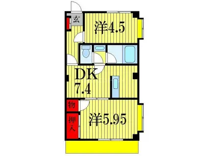 ベイスクエア幕張本郷(2DK/2階)の間取り写真