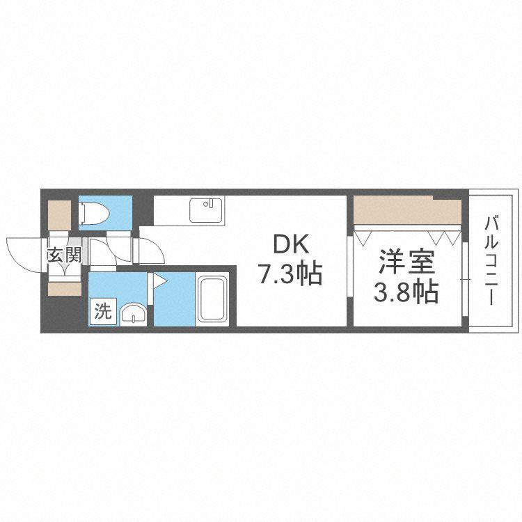 CITY PAL CREST TANIMACHI(1DK/11階)の間取り写真