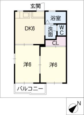 タウニィソウワA棟(2DK/2階)の間取り写真