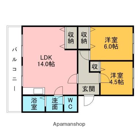 コーポ三立(2LDK/3階)の間取り写真