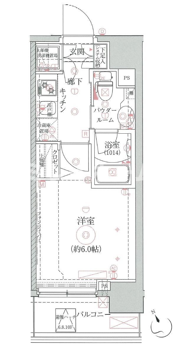 クレイシア品川戸越銀座(1K/3階)の間取り写真