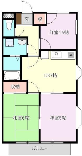 ツインハックベリーズ(3DK/1階)の間取り写真