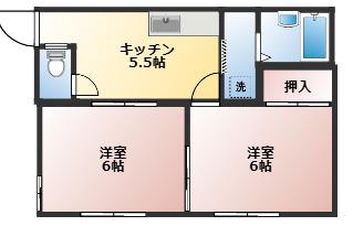かすみコーポ(2K/1階)の間取り写真