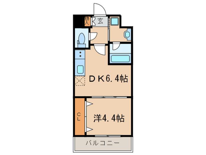 アルデール兵庫(1DK/9階)の間取り写真