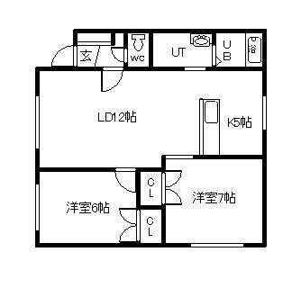 ダン ハイム クニ(2LDK/2階)の間取り写真