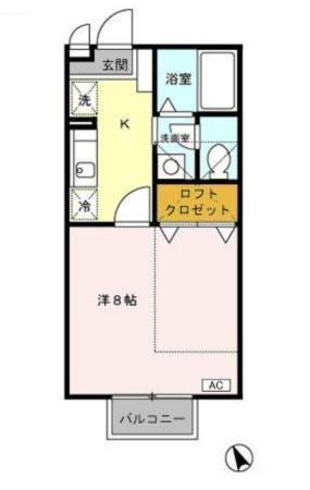 セジュールオーブ(1K/2階)の間取り写真