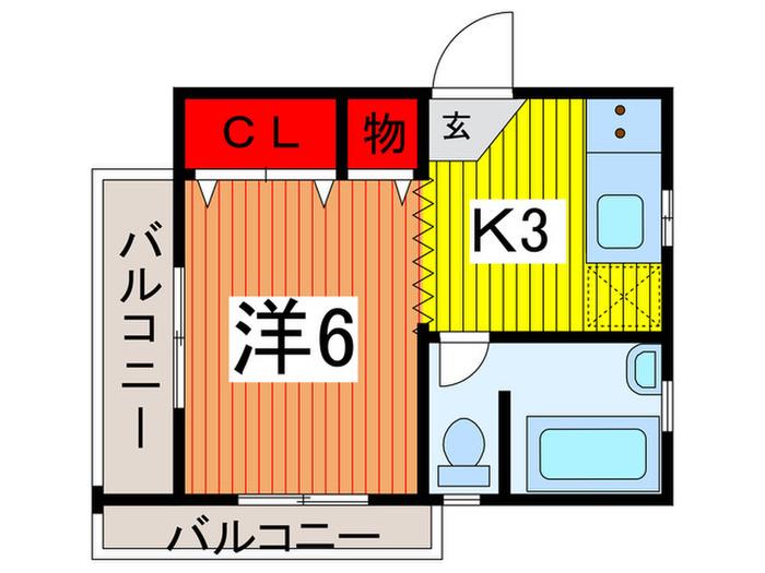 豊栄ハイツ(1K/3階)の間取り写真