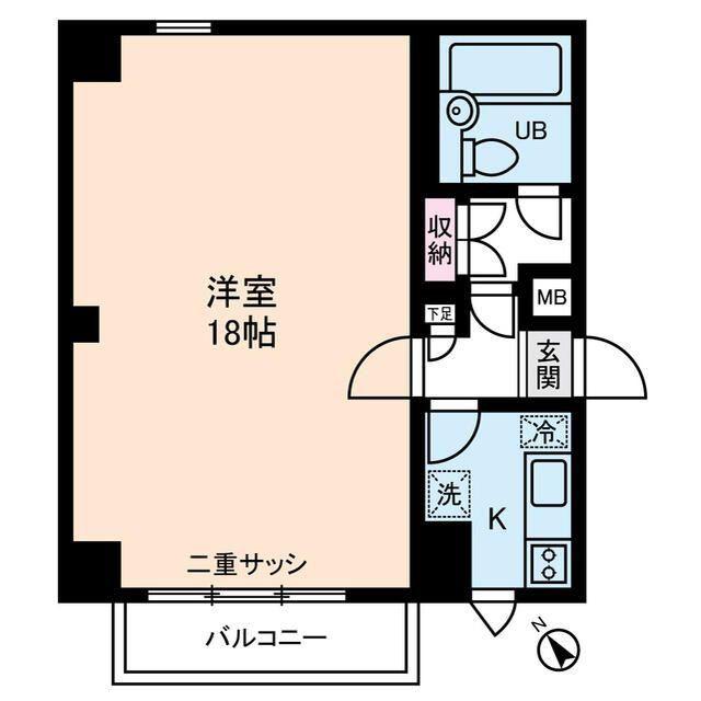赤坂ミュージックイン(1K/2階)の間取り写真