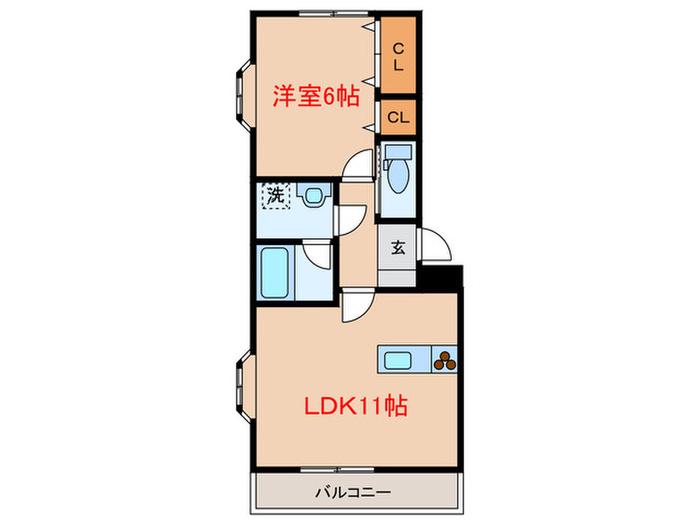 メゾン ド ソレイユ(1LDK/2階)の間取り写真