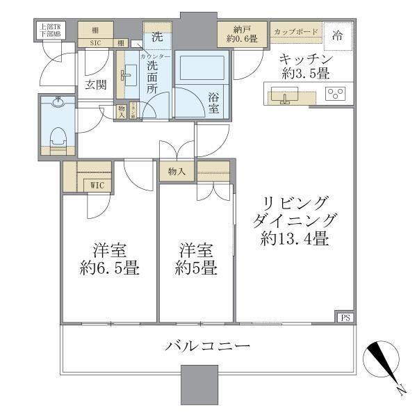 ブリリアタワーズ目黒(2LDK/19階)の間取り写真