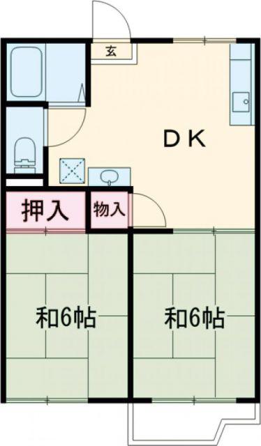 コーポTOMMY(2DK/2階)の間取り写真