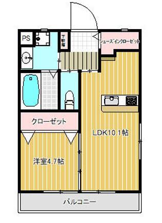 FELSEN(1LDK/1階)の間取り写真