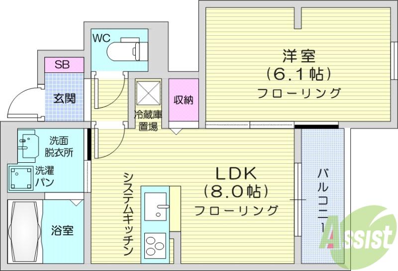 PRIMAVERA吉成台(1LDK/1階)の間取り写真