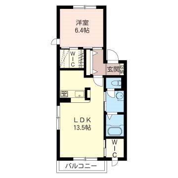 QUATRE SAISONS OUEST (1LDK/2階)の間取り写真