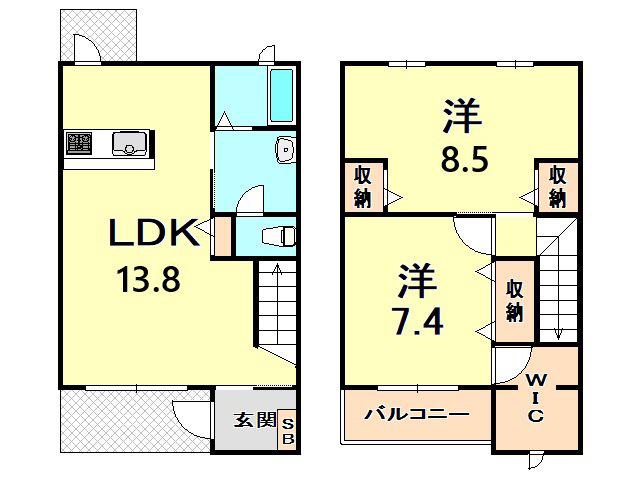 シャーメゾン北夙川 B棟(2LDK/1階)の間取り写真