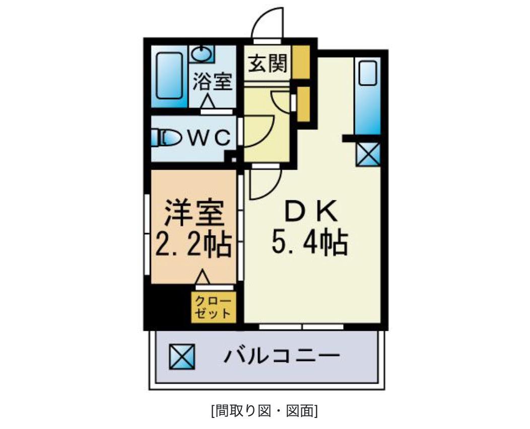 WILLDO唐人町(1DK/7階)の間取り写真
