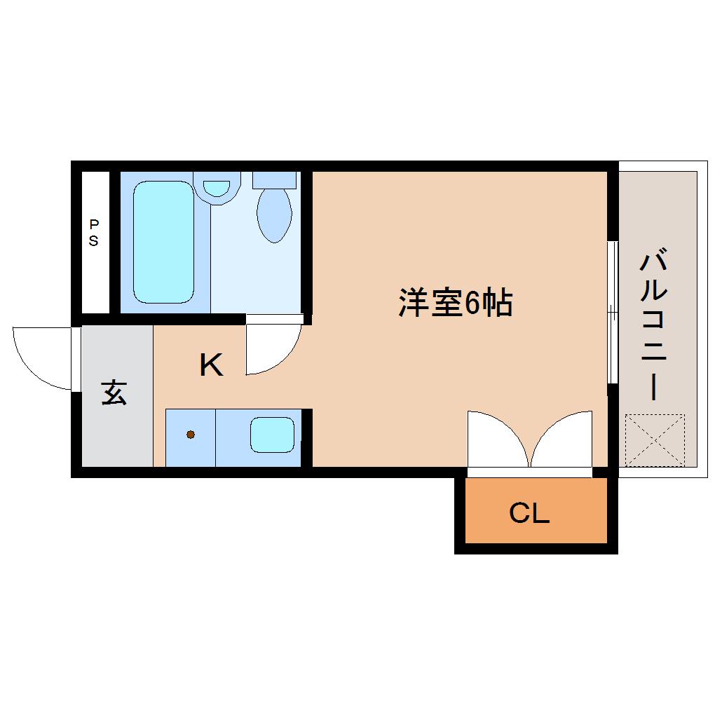 アートハウスなら(ワンルーム/2階)の間取り写真