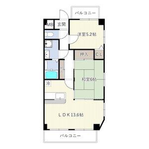 グランドヒルズ西川(2LDK/7階)の間取り写真