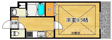 ラフィーネ芦山寺(1K/4階)の間取り写真