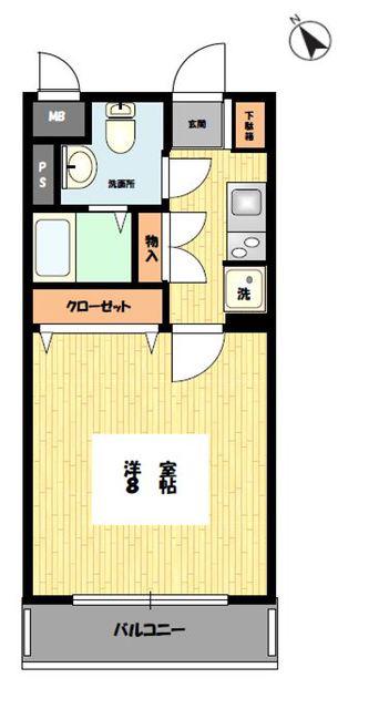 SENTIO橋本(1K/4階)の間取り写真