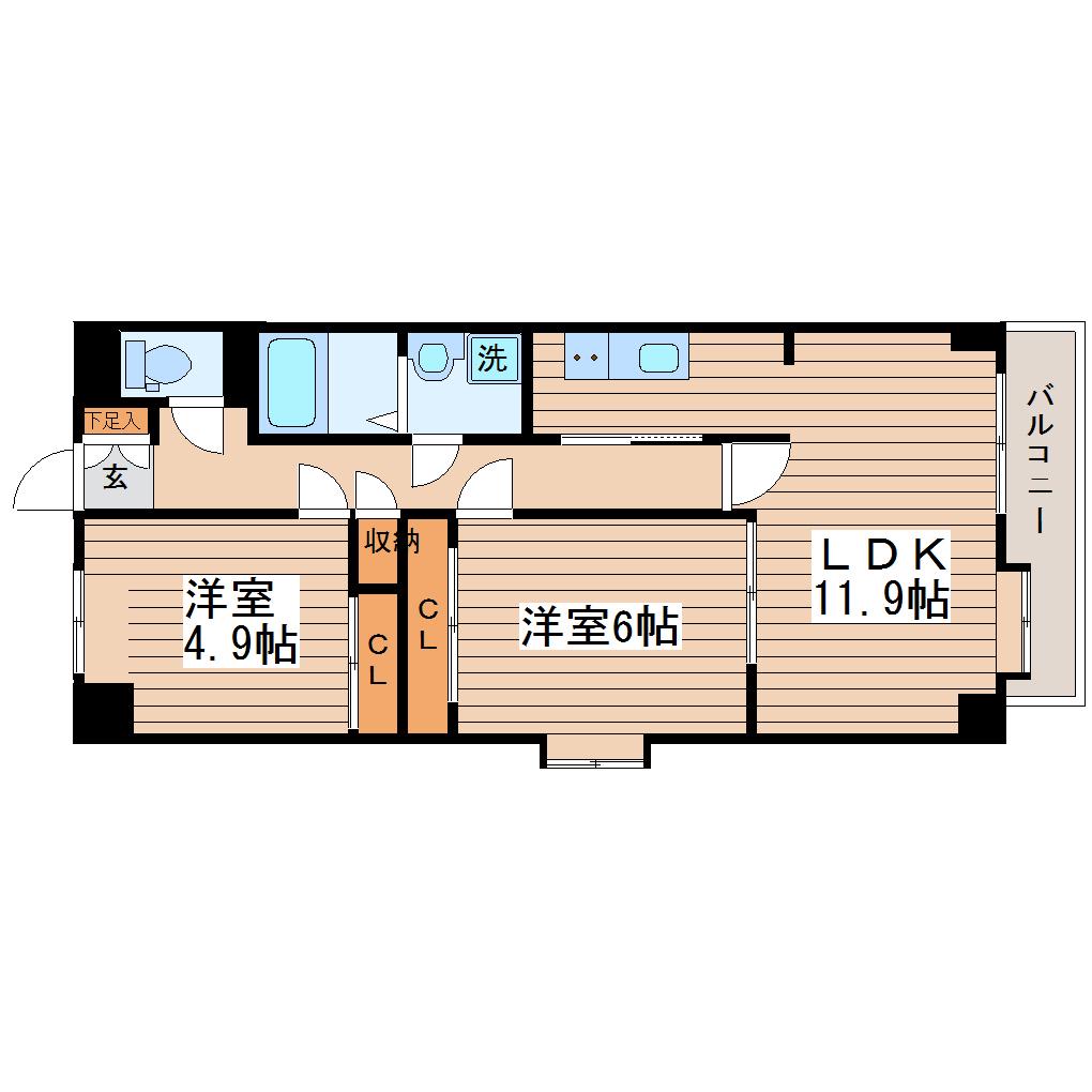 グレンパレスOKINOII(2LDK/3階)の間取り写真