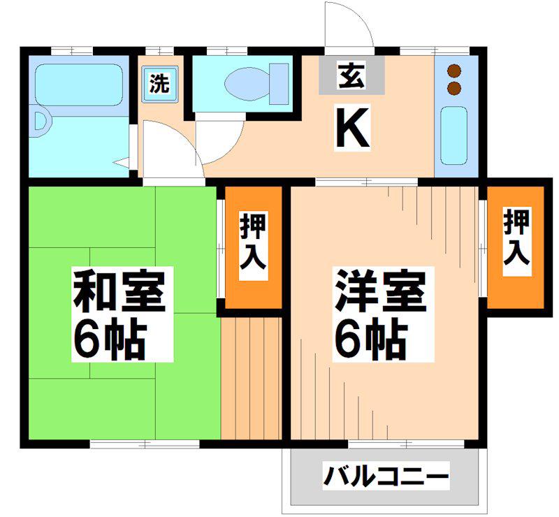ファミール白糸(2K/2階)の間取り写真