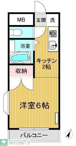 野崎ハイム(ワンルーム/1階)の間取り写真
