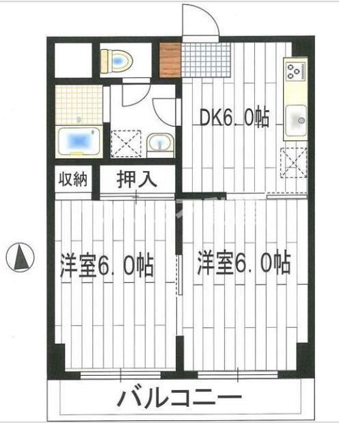 エクレール東林間2番館(2DK/3階)の間取り写真