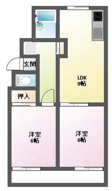 ヴィラ清水(2LDK/1階)の間取り写真