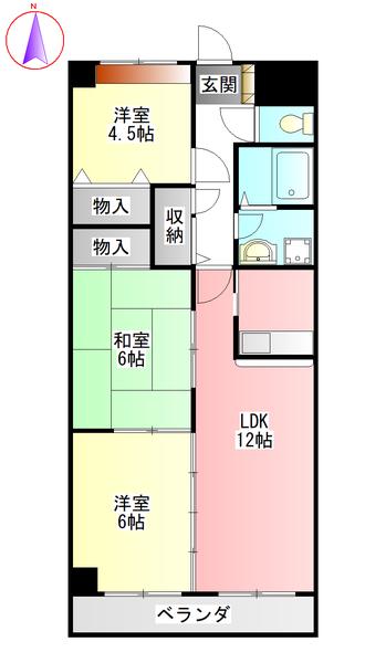 グランツ杉山 III(3LDK/4階)の間取り写真