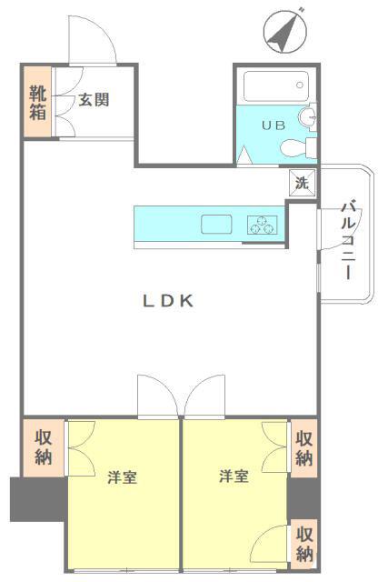 東カングランドマンション池袋キャッスル(2LDK/9階)の間取り写真